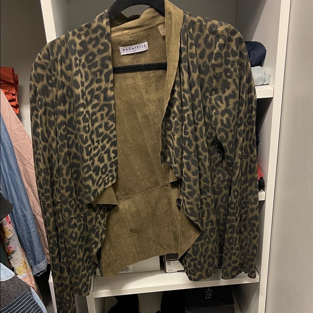 Bagatelle Olive and Black Cheetah Print Jacket